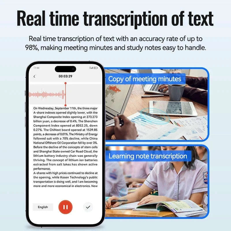 Portable AI Voice Recorder Pen With Transcription and Translation-16GB