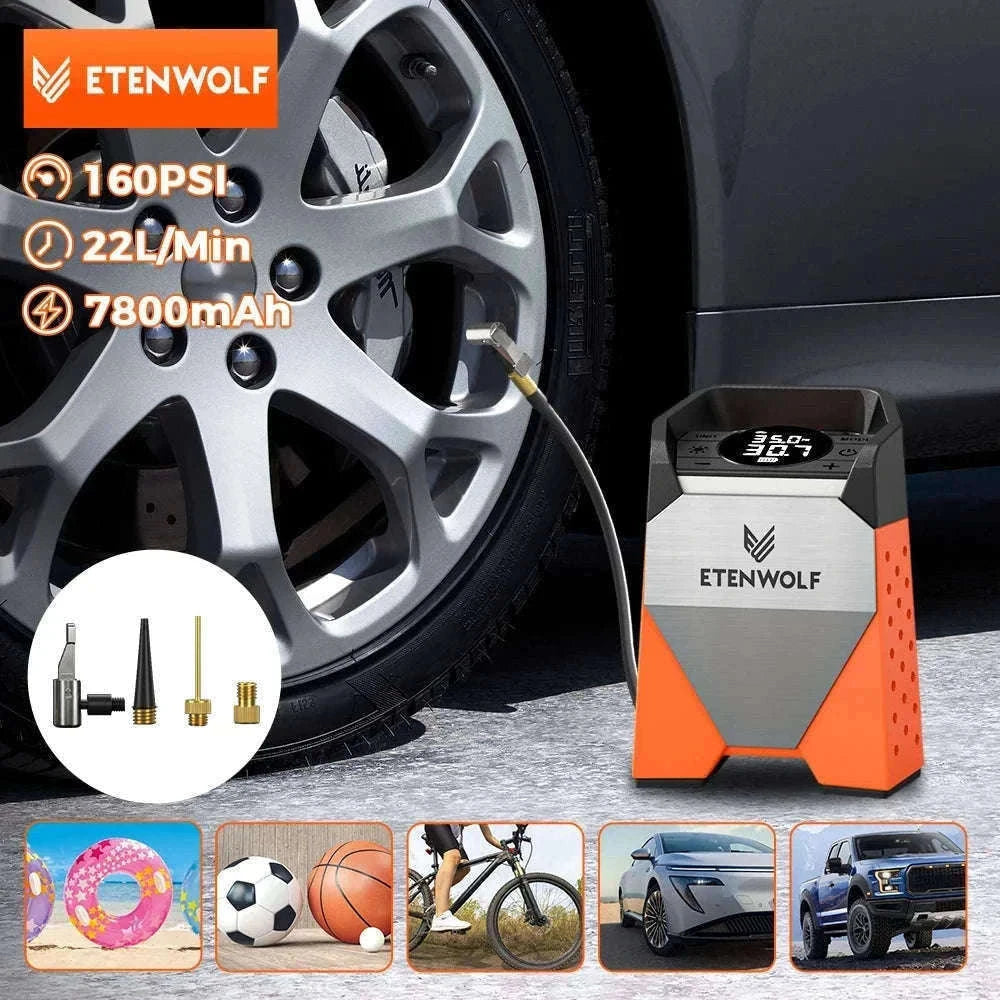 Portable Air Compressor Tire Inflator 7800mAh 160 PSI-S3se orange / China Mainland