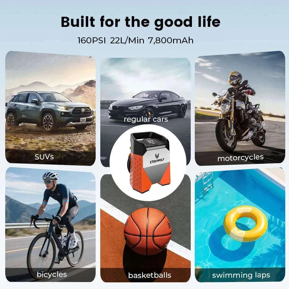 Portable Air Compressor Tire Inflator 7800mAh 160 PSI-S3se orange / China Mainland