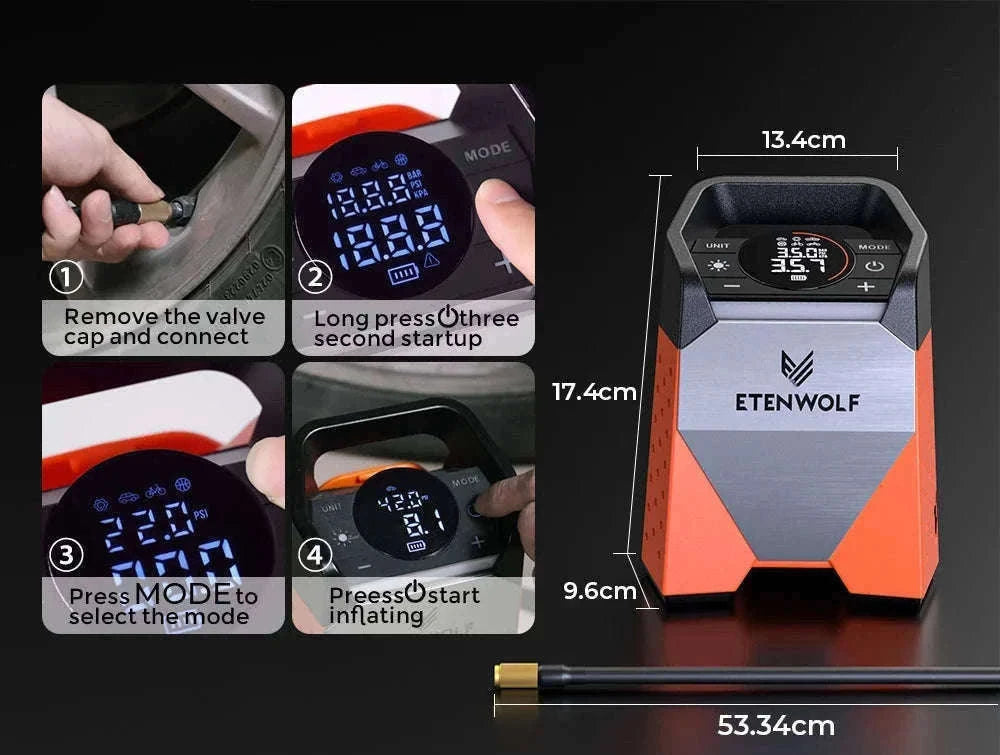 Portable Air Compressor Tire Inflator 7800mAh 160 PSI-S3se orange / China Mainland
