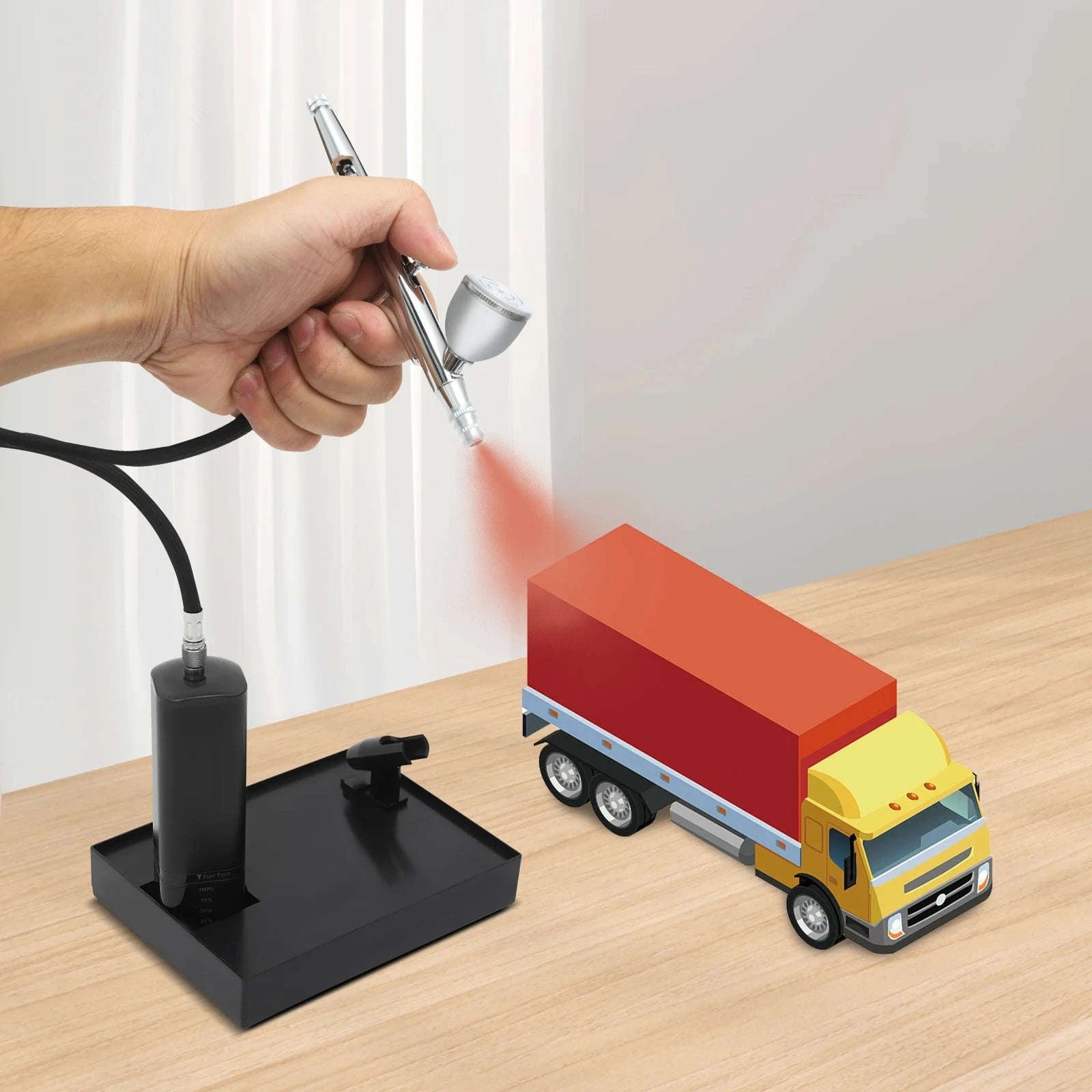 Portable Airbrush Kit with Compressor 10W Cordless Spray Gun Set-black / United States