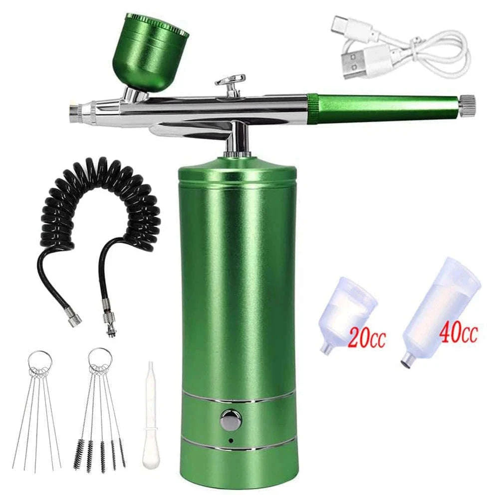 Portable Airbrush Nail Art Compressor Kit with 0.3mm Nozzle-Pink