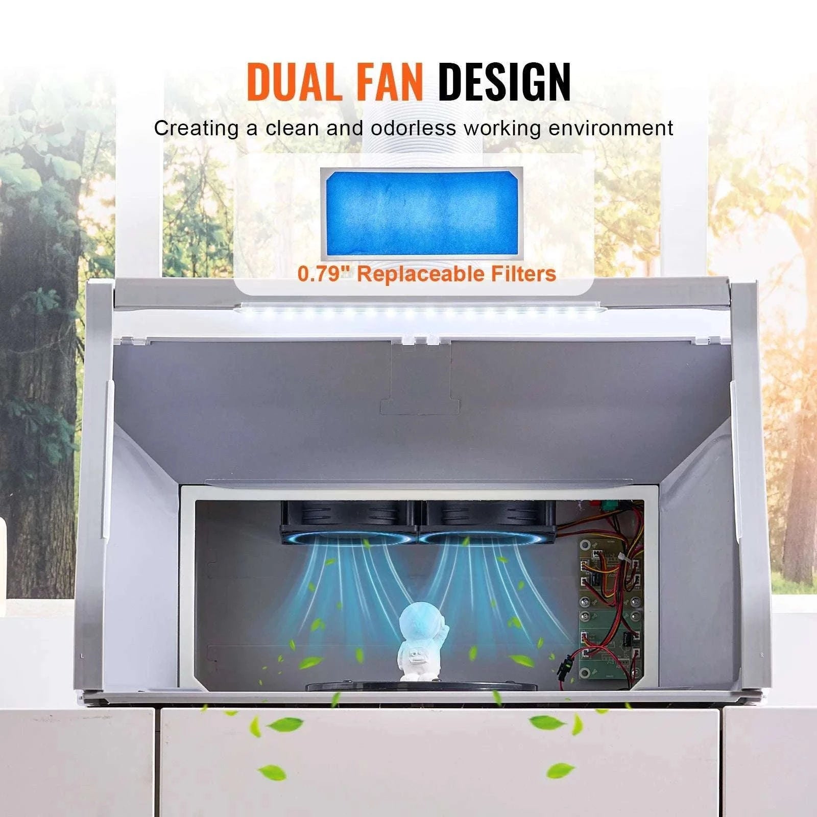 Portable Airbrush Spray Booth with Dual Fans, LED Lights & Hose-42cm / france