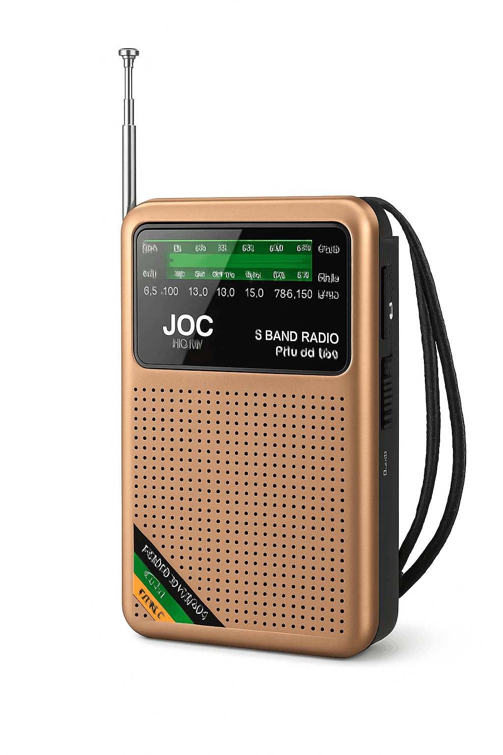 Portable AM FM SW Radio with Rechargeable Battery & Clear Display-TG66 Gold