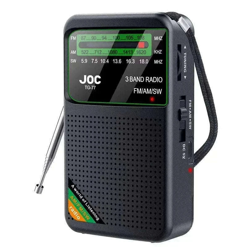 Portable AM FM SW Radio with Rechargeable Battery & Clear Display-TG66 Gold