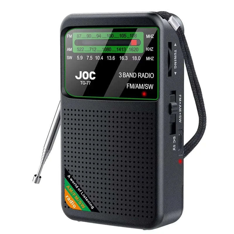 Portable AM FM SW Radio with Rechargeable Battery & Clear Display-TG66 Gold