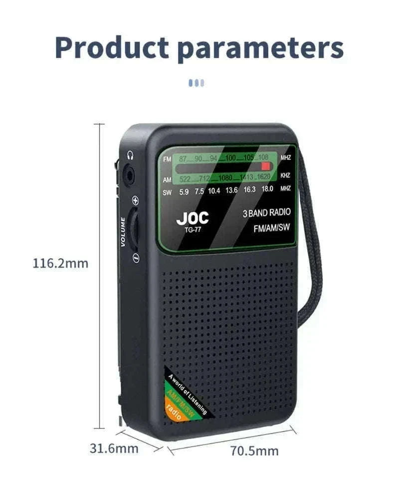 Portable AM FM SW Radio with Rechargeable Battery & Clear Display-TG66 Gold