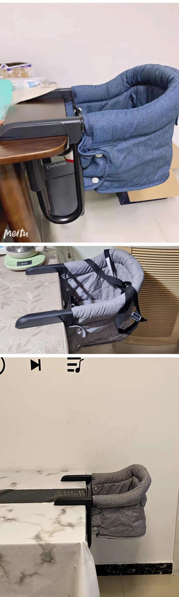 Portable Baby Highchair Booster Seat-Gray / CHINA