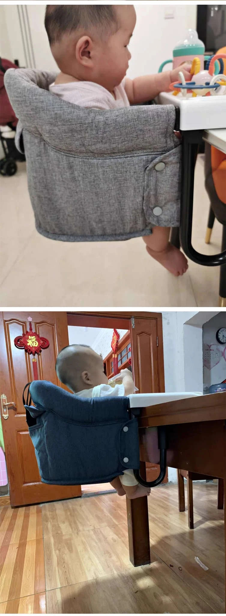 Portable Baby Highchair Booster Seat-Gray / CHINA