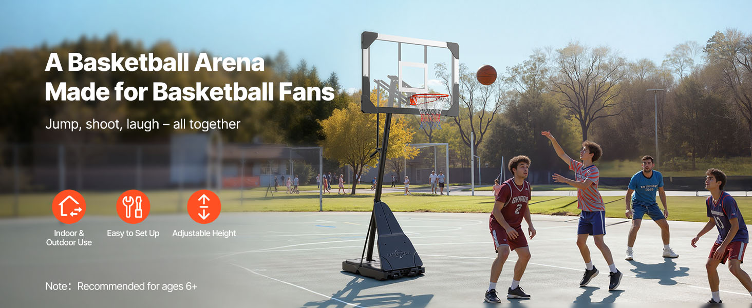 Système de panier de basket-ball portable réglable avec panneau de 44 à 54 pouces