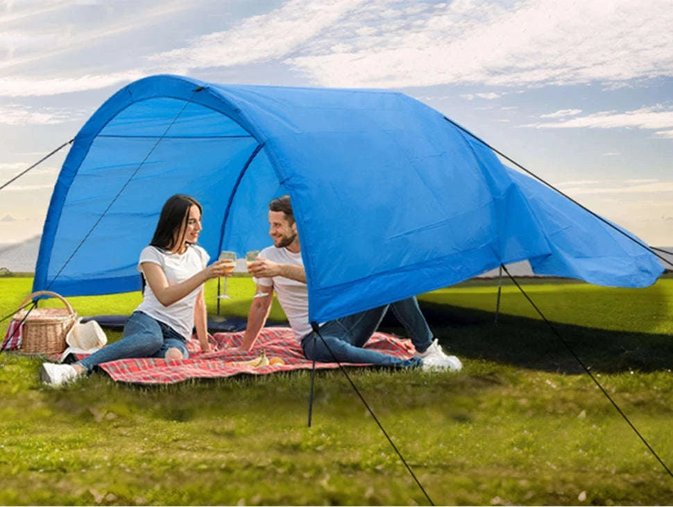 Portable Beach Sun Shelter for 4-8 People, 200 Sq. Ft.-Blue