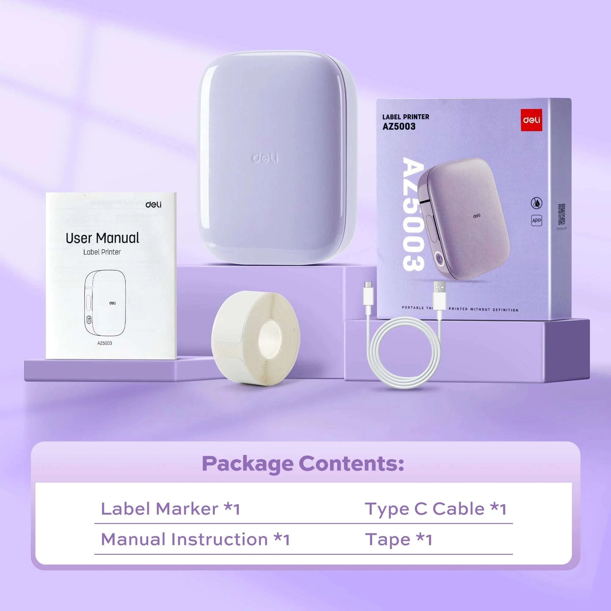 Portable Bluetooth Label Maker for Home & Office Organization-Purple / United States
