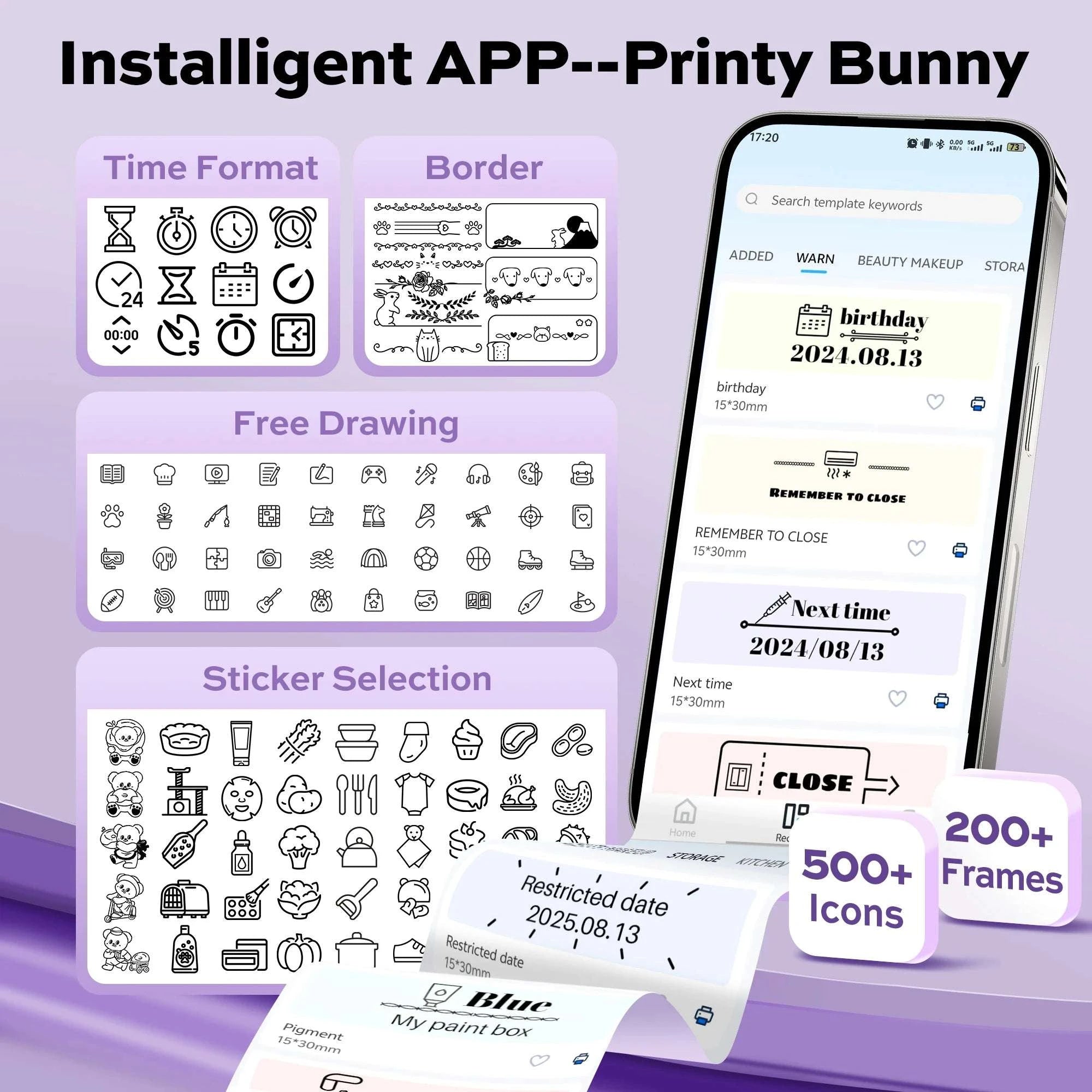 Portable Bluetooth Label Maker for Home & Office Organization-Purple / United States