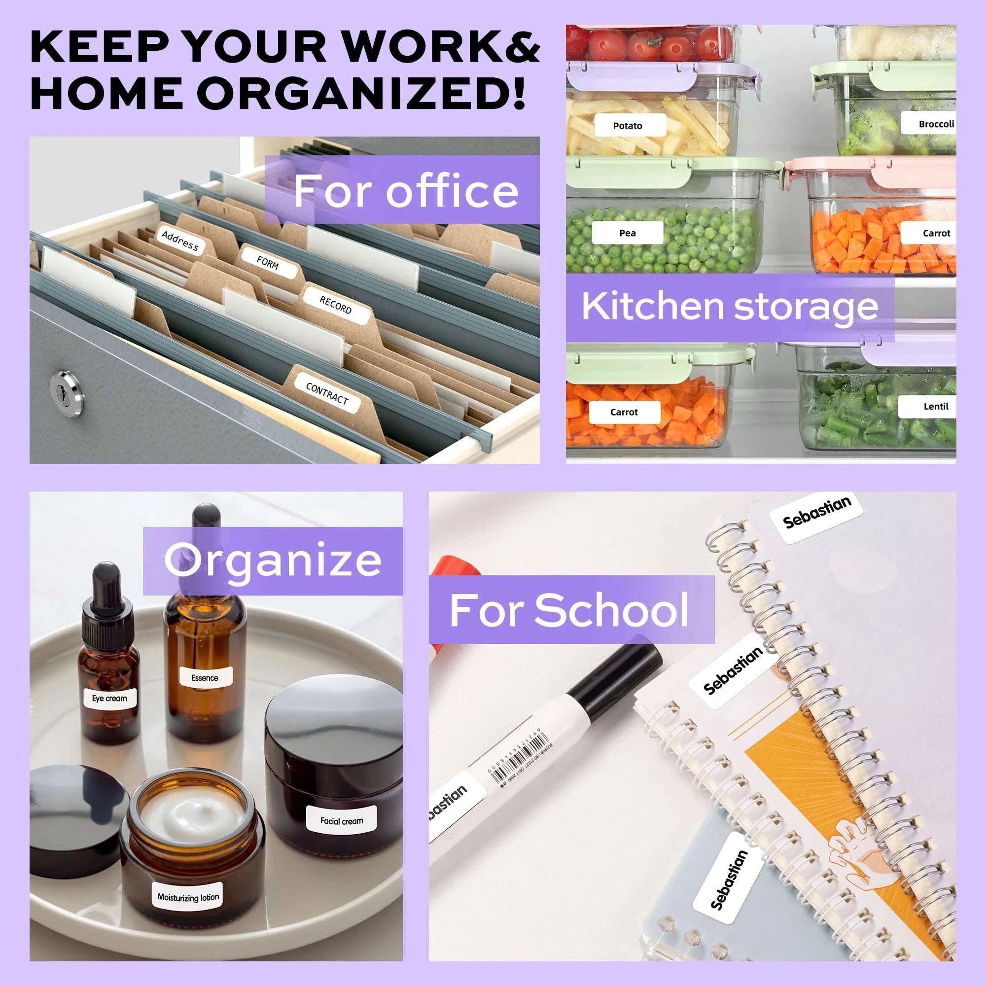 Portable Bluetooth Label Maker for Home & Office Organization-Purple / United States