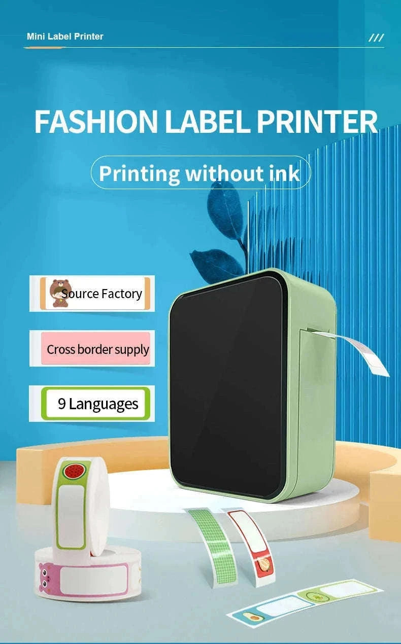 Portable Bluetooth Thermal Label Maker with App Control and Ink-Free Printing-P15 Matcha tea color