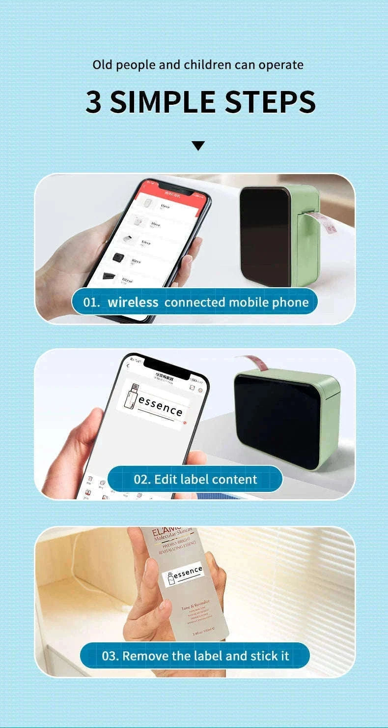 Portable Bluetooth Thermal Label Maker with App Control and Ink-Free Printing-P15 Matcha tea color