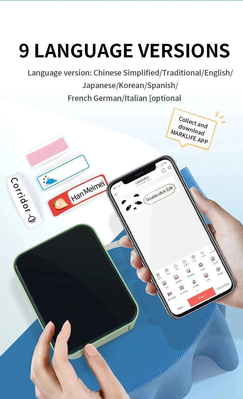 Portable Bluetooth Thermal Label Maker with App Control and Ink-Free Printing-P15 Matcha tea color
