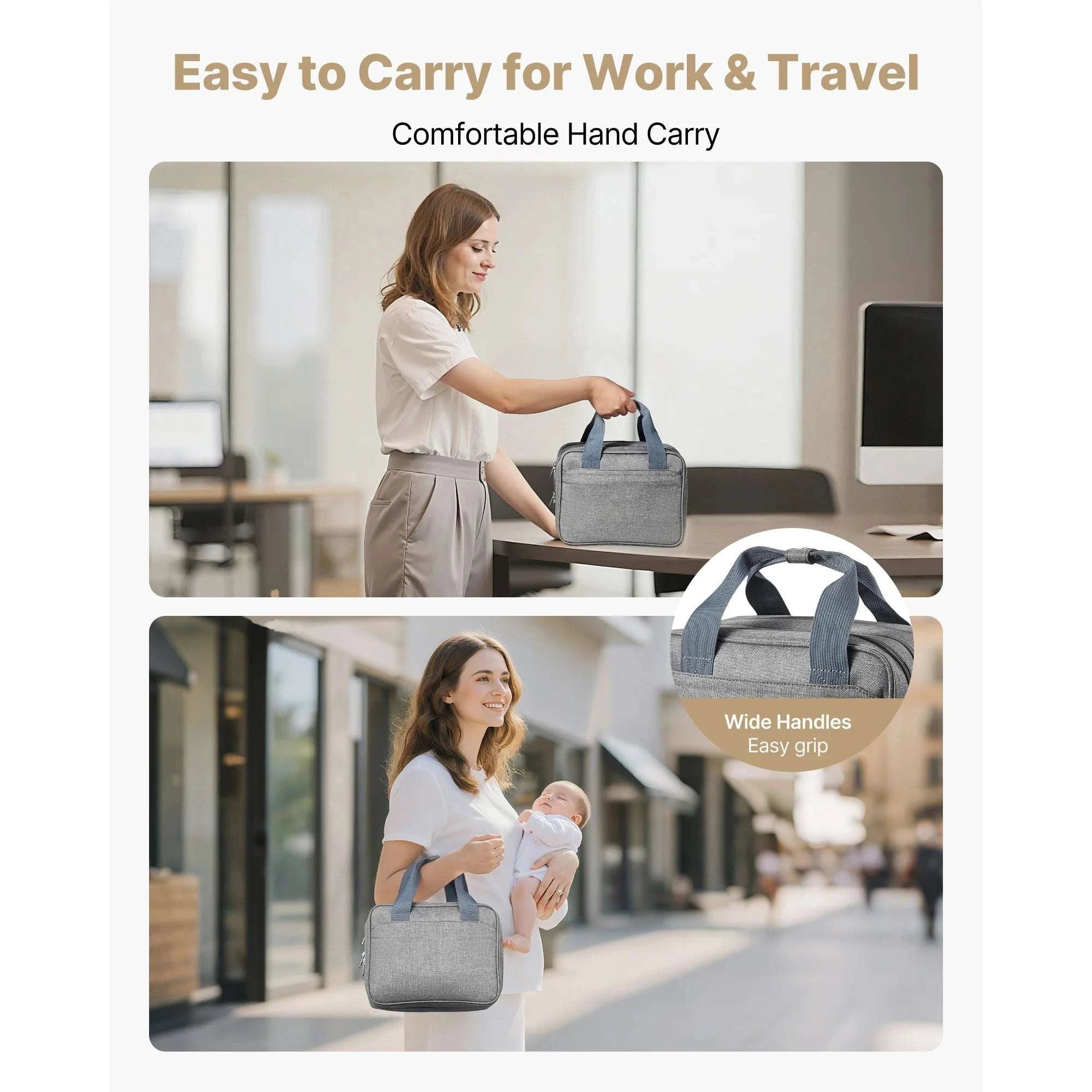 Portable Breast Pump Bag with Ice Pack & Insulated Storage-Grey / United States