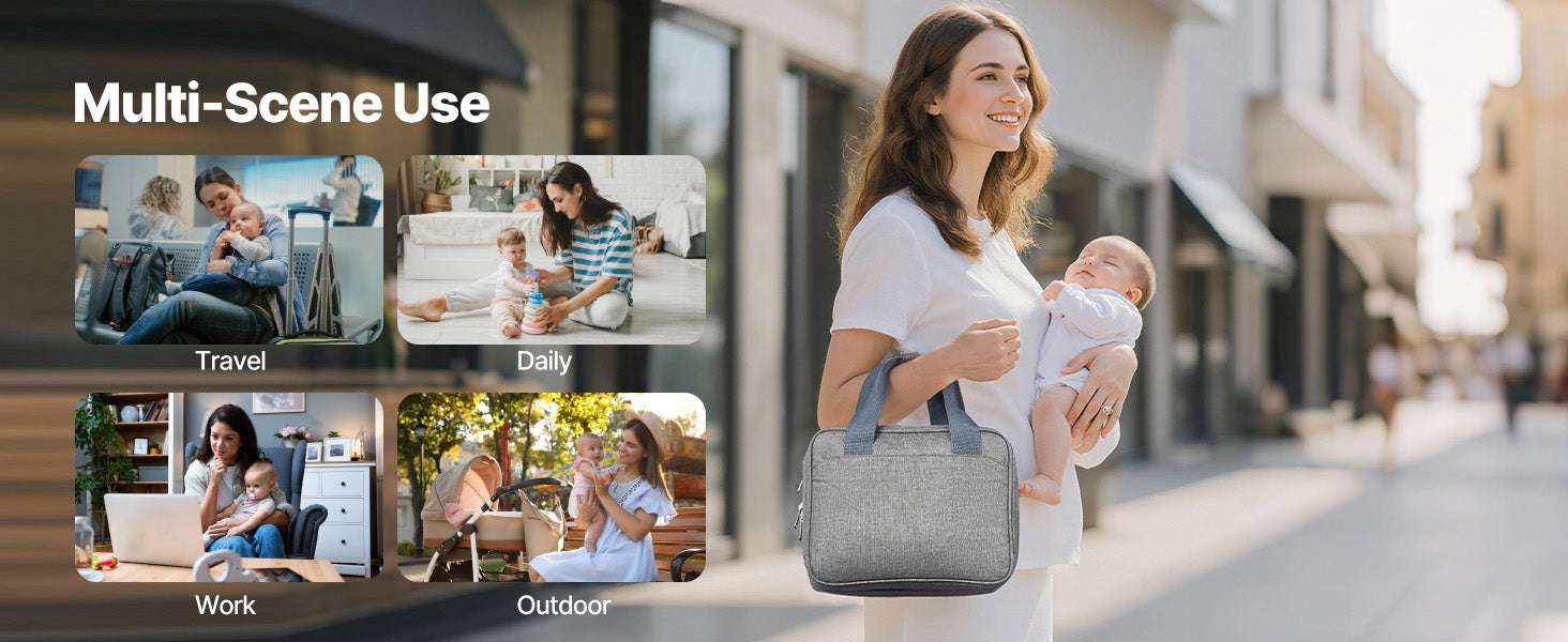 Portable Breast Pump Bag with Ice Pack & Insulated Storage-Grey / United States