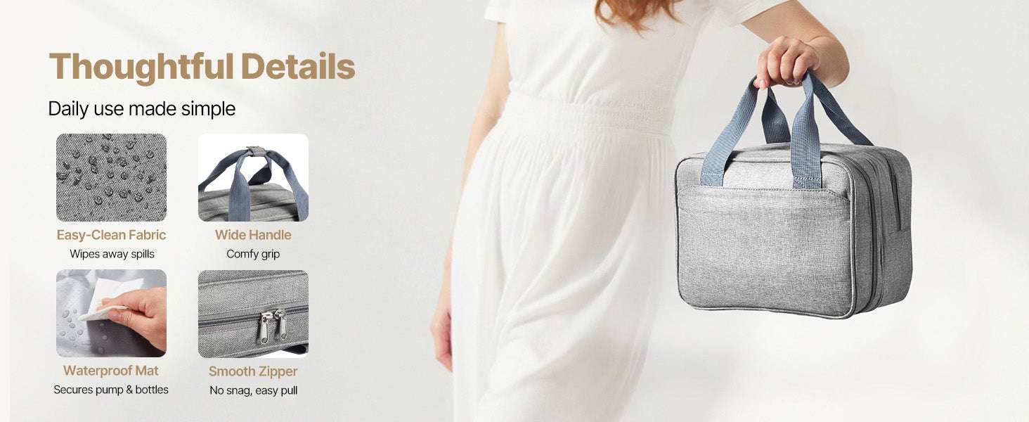 Portable Breast Pump Bag with Ice Pack & Insulated Storage-Grey / United States