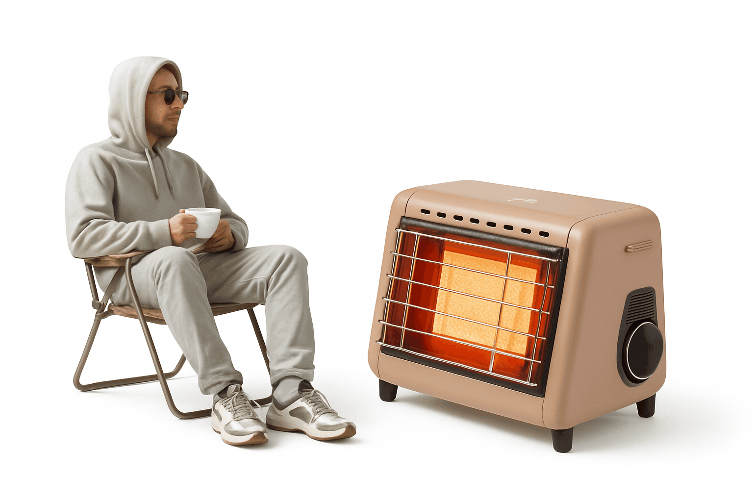 Portable Butane Tent Heater 1500W for Camping and Outdoor Use-Orange