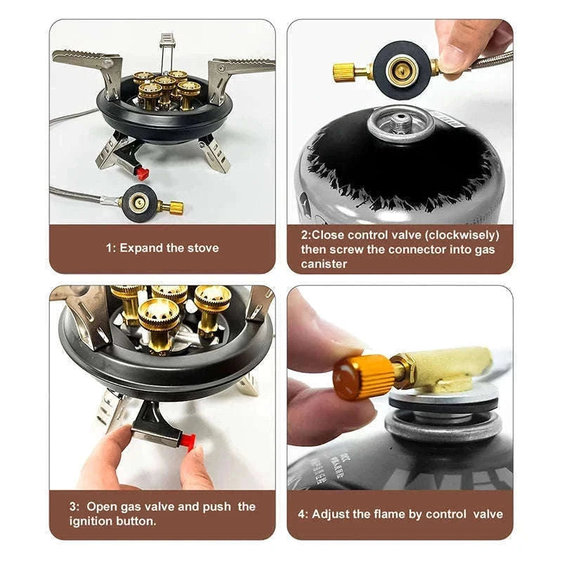 Portable Camping Gas Stove 16000W with Piezo Ignition-Black