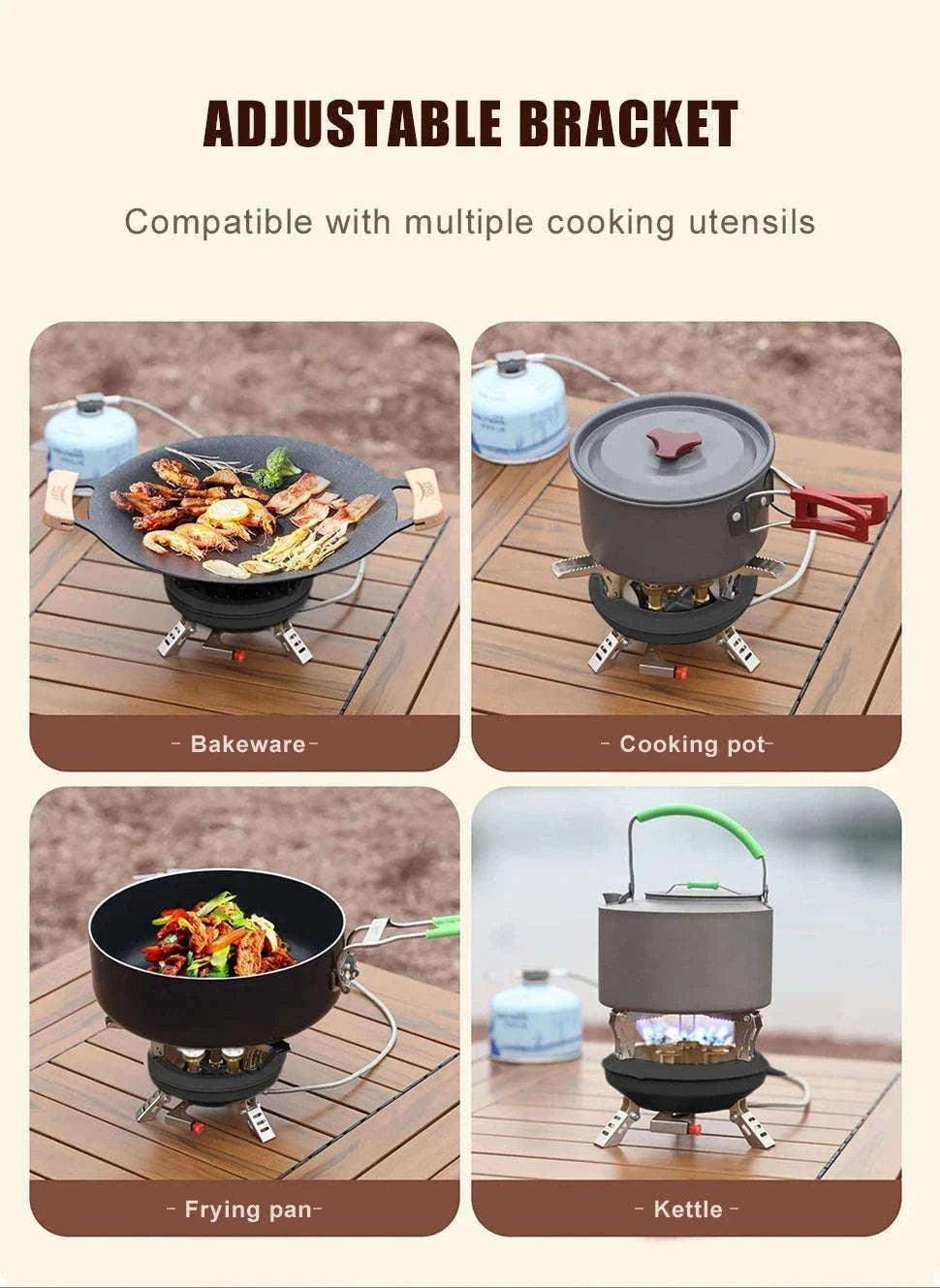 Portable Camping Gas Stove 16000W with Piezo Ignition-Black