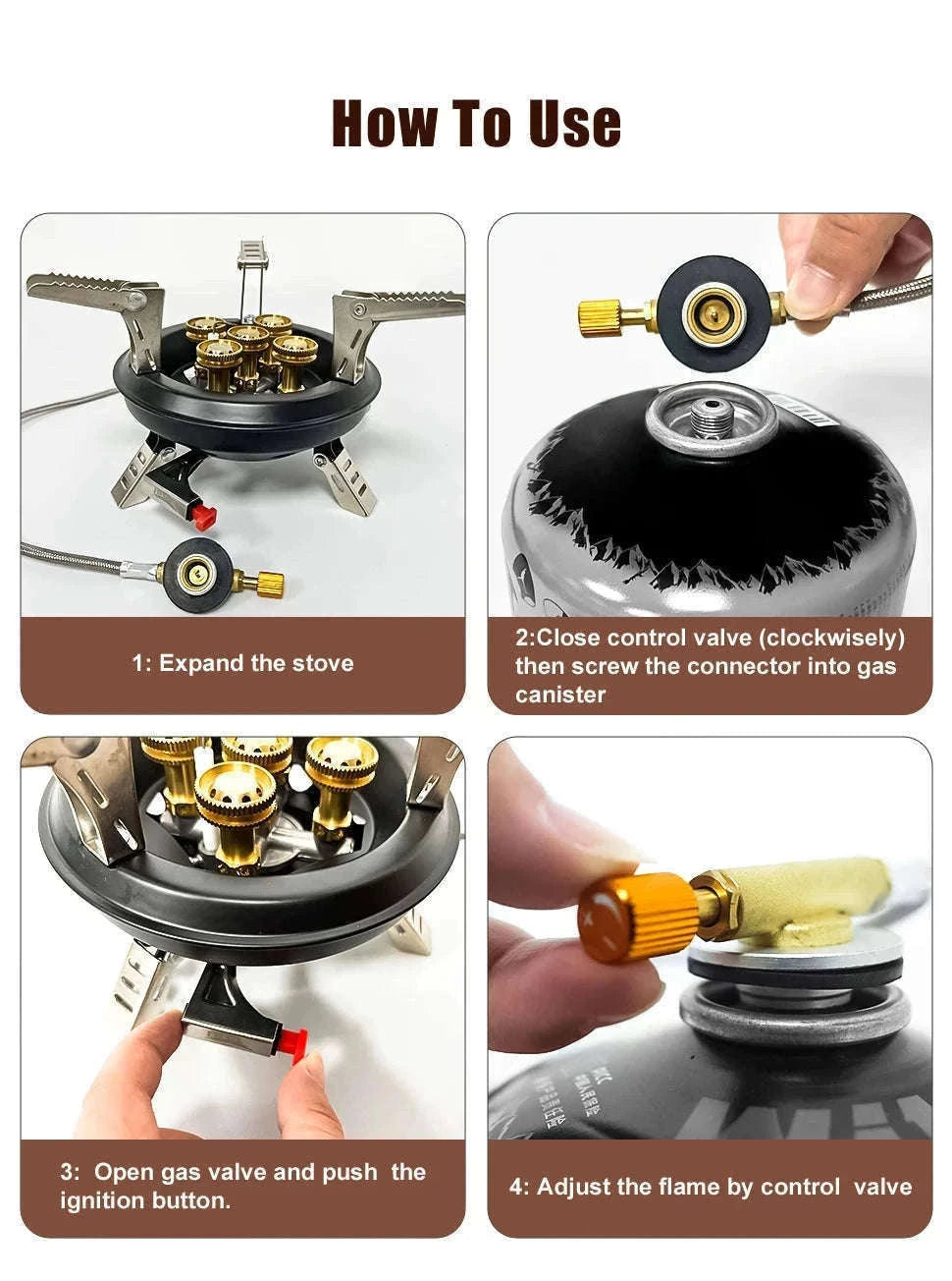 Portable Camping Gas Stove 16000W with Piezo Ignition-Black