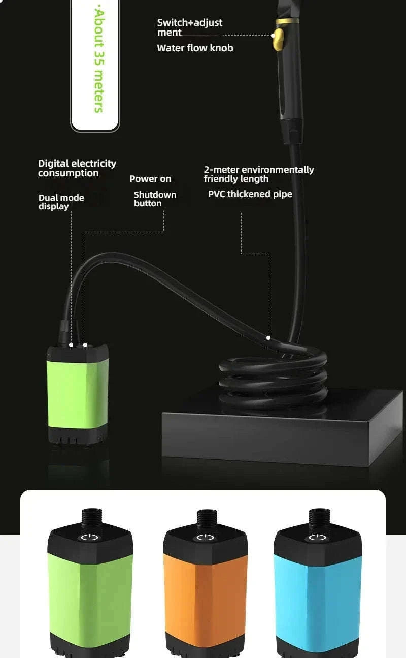 Portable Camping Shower 6000mAh Rechargeable Electric Pump with LED Display-Grey / China Mainland