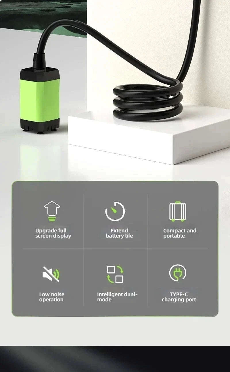 Portable Camping Shower 6000mAh Rechargeable Electric Pump with LED Display-Grey / China Mainland