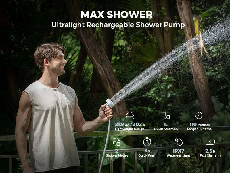 Portable Camping Shower Pump IPX7 Waterproof-Default Title