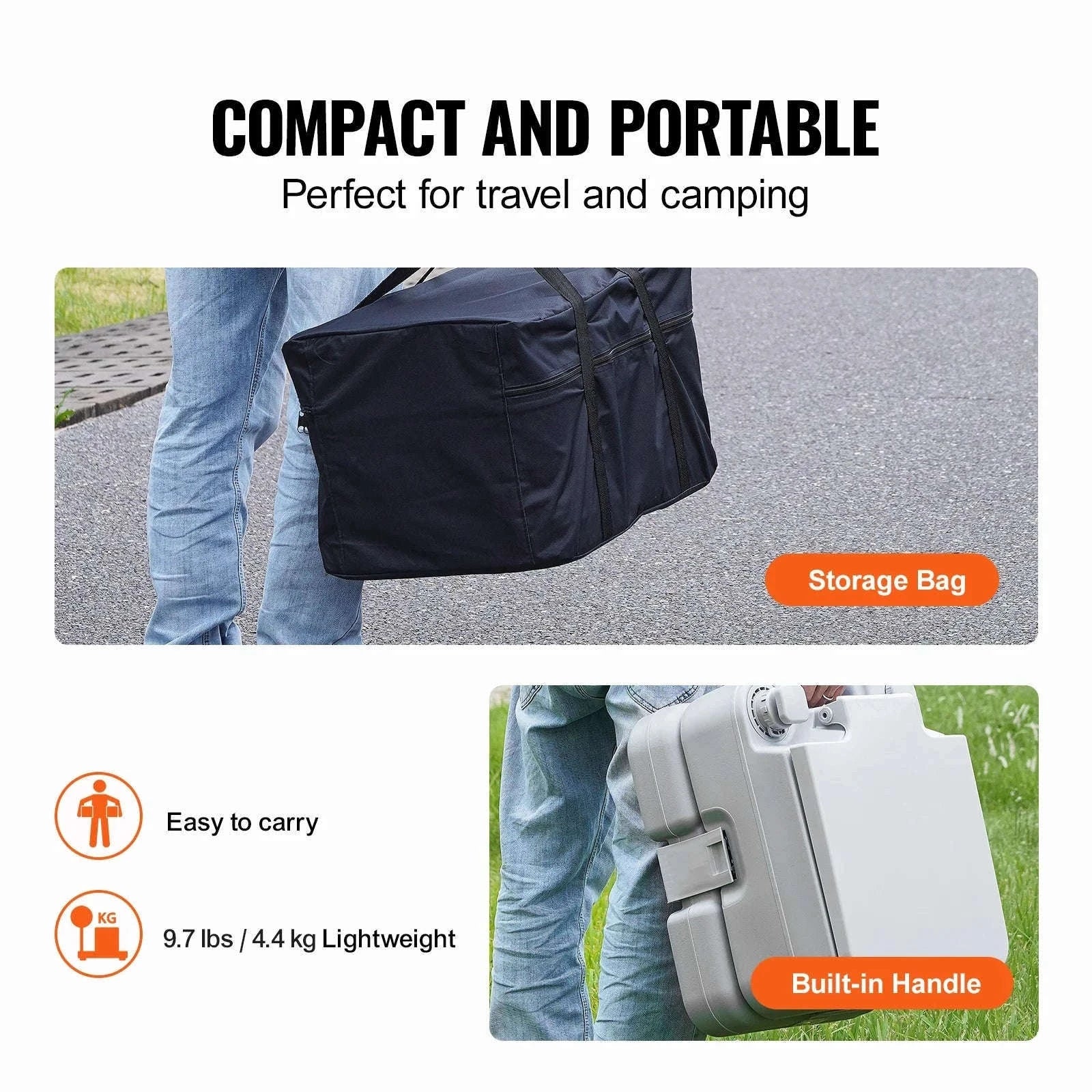 Portable Camping Toilet with Pressurized Flush-5.2gal / spain