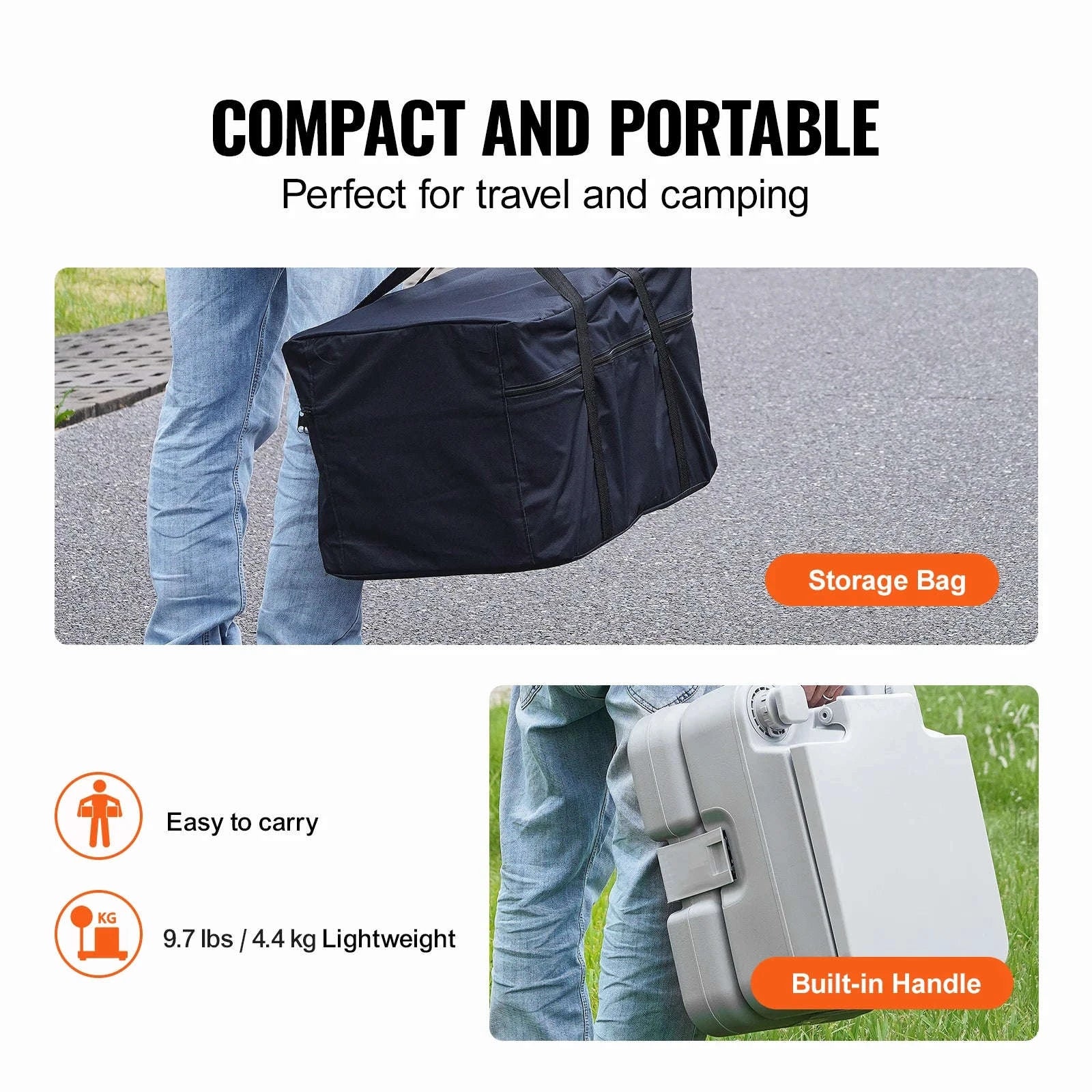 Portable Camping Toilet with Pressurized Flush-5.2gal / spain