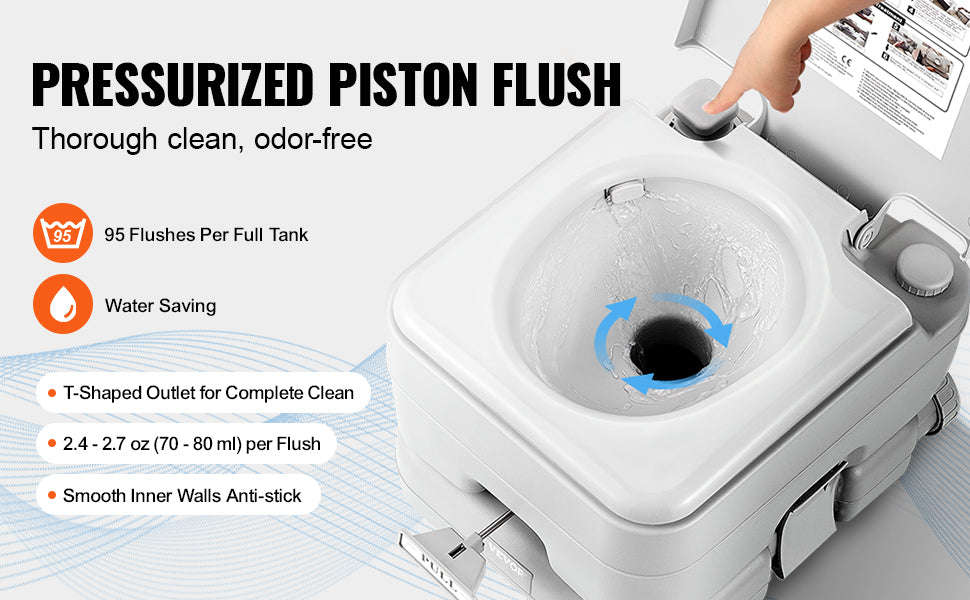 Portable Camping Toilet with Pressurized Flush-5.2gal / spain