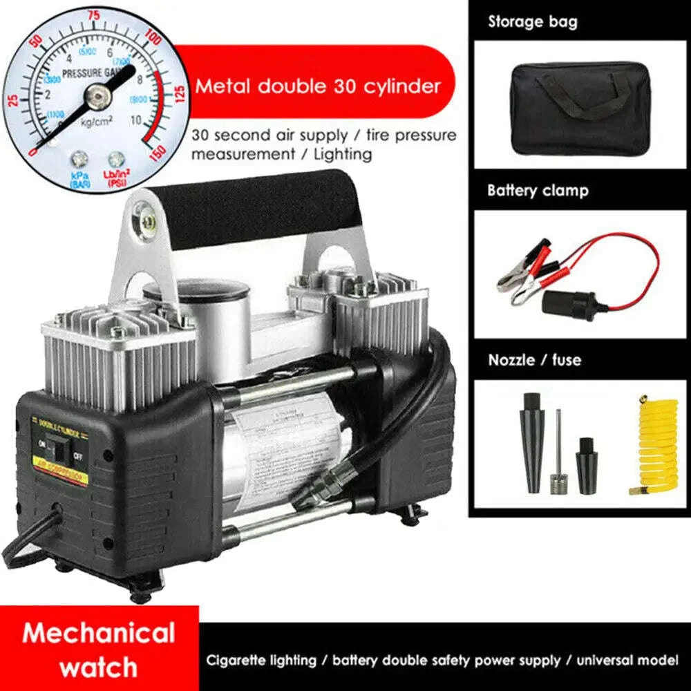 Portable Car Air Compressor 12V High Pressure Tire Inflator-black / UNITED KINGDOM