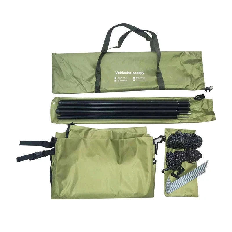 Portable Car Awning Tarp for Camping and Outdoor Shade-Black 3 x 2m
