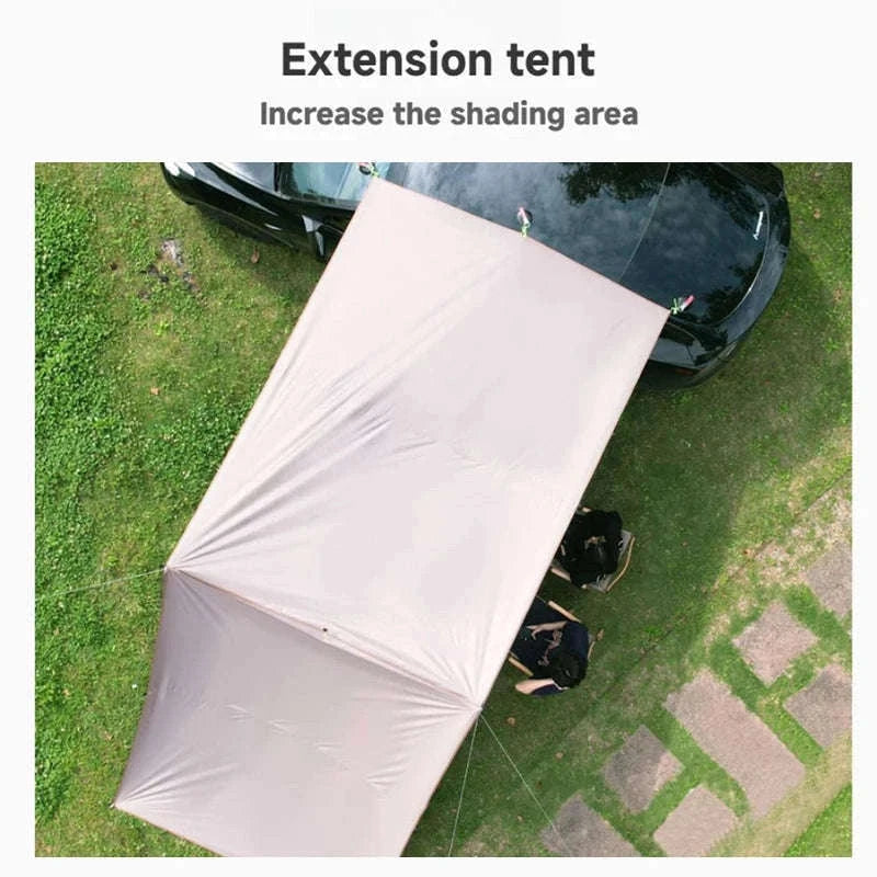 Portable Car Awning Tarp for Camping and Outdoor Shade-Black 3 x 2m