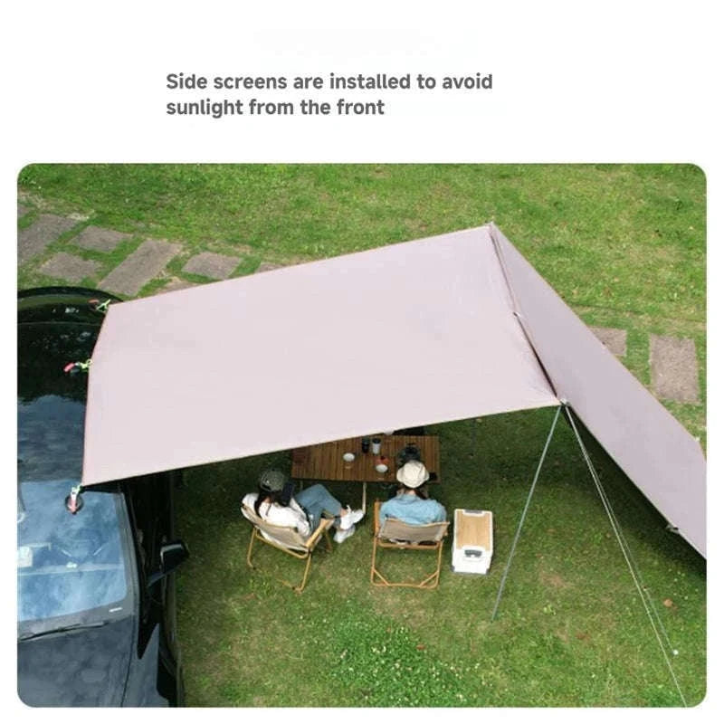 Portable Car Awning Tarp for Camping and Outdoor Shade-Black 3 x 2m