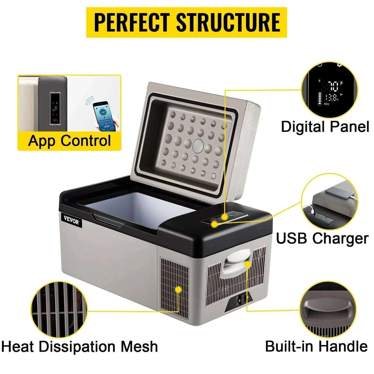 Portable Car Fridge Freezer 15L–55L Compressor Cooler for Travel-15L / spain