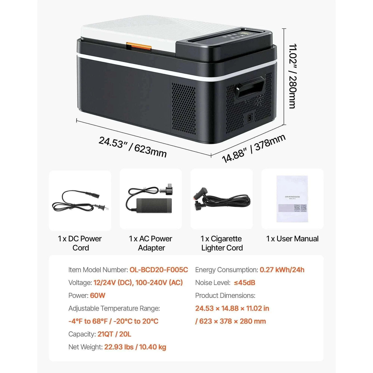 Portable Car Fridge Freezer 15L–55L Compressor Cooler for Travel-15L / spain