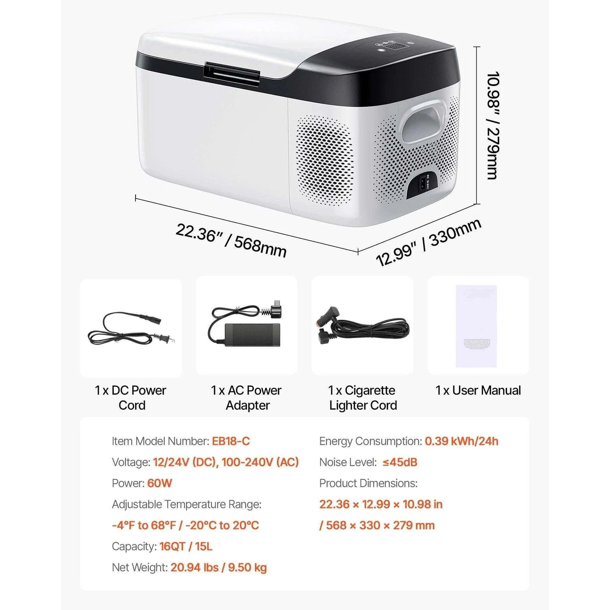 Portable Car Fridge Freezer 15L–55L Compressor Cooler for Travel-15L / spain
