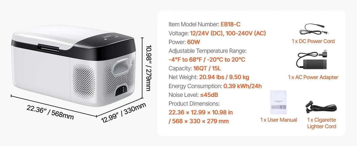 Portable Car Fridge Freezer 15L–55L Compressor Cooler for Travel-15L / spain