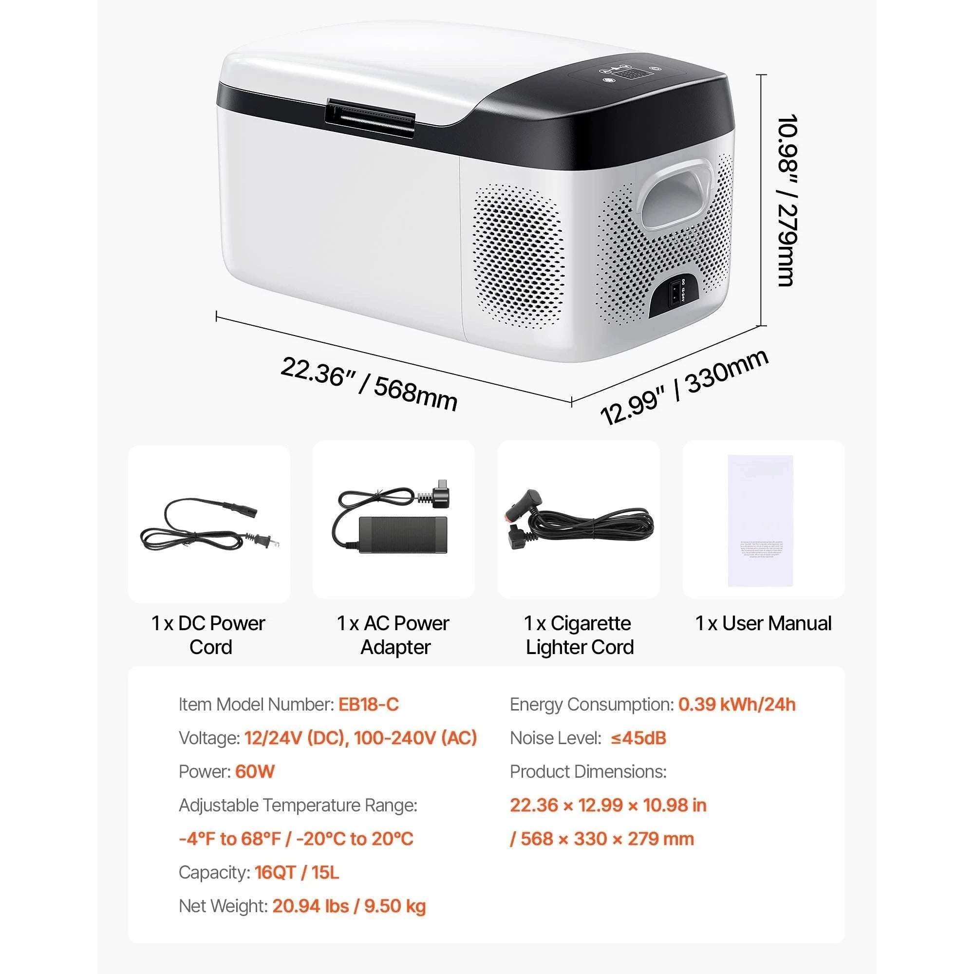 Portable Car Fridge Freezer 15L–55L Compressor Cooler for Travel-15L / spain