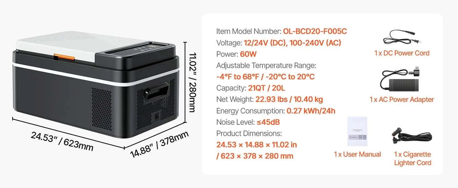 Portable Car Fridge Freezer 15L–55L Electric Cooler 12V/24V & AC-55L / United States