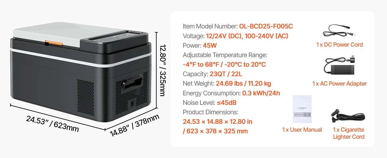 Portable Car Fridge Freezer 15L–55L Electric Cooler 12V/24V & AC-55L / United States