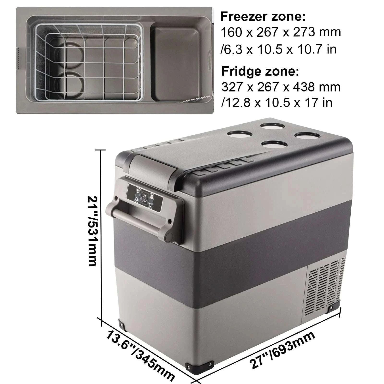 Portable Car Fridge Freezer 15L–55L Electric Cooler 12V/24V & AC-55L / United States