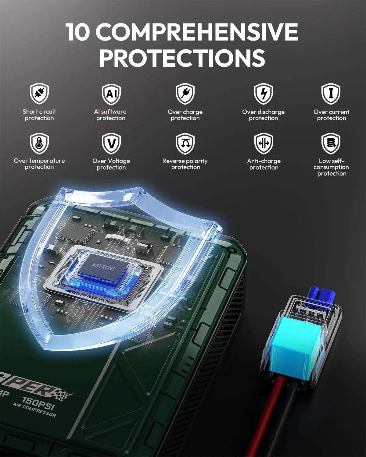 Portable Car Jump Starter with Air Compressor 2000A 150 PSI Power Bank-A-X1-yesper / Mexico