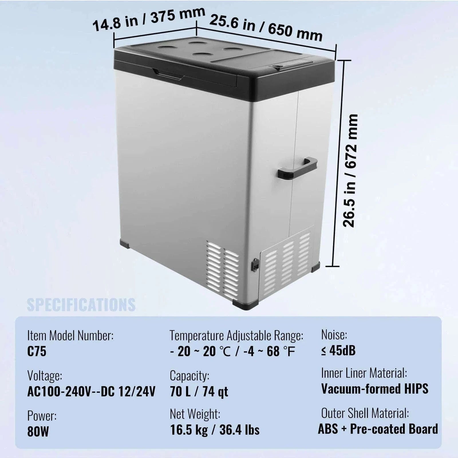 Portable Car Refrigerator 12L with Bluetooth Control-NLS45 DZDT / Germany