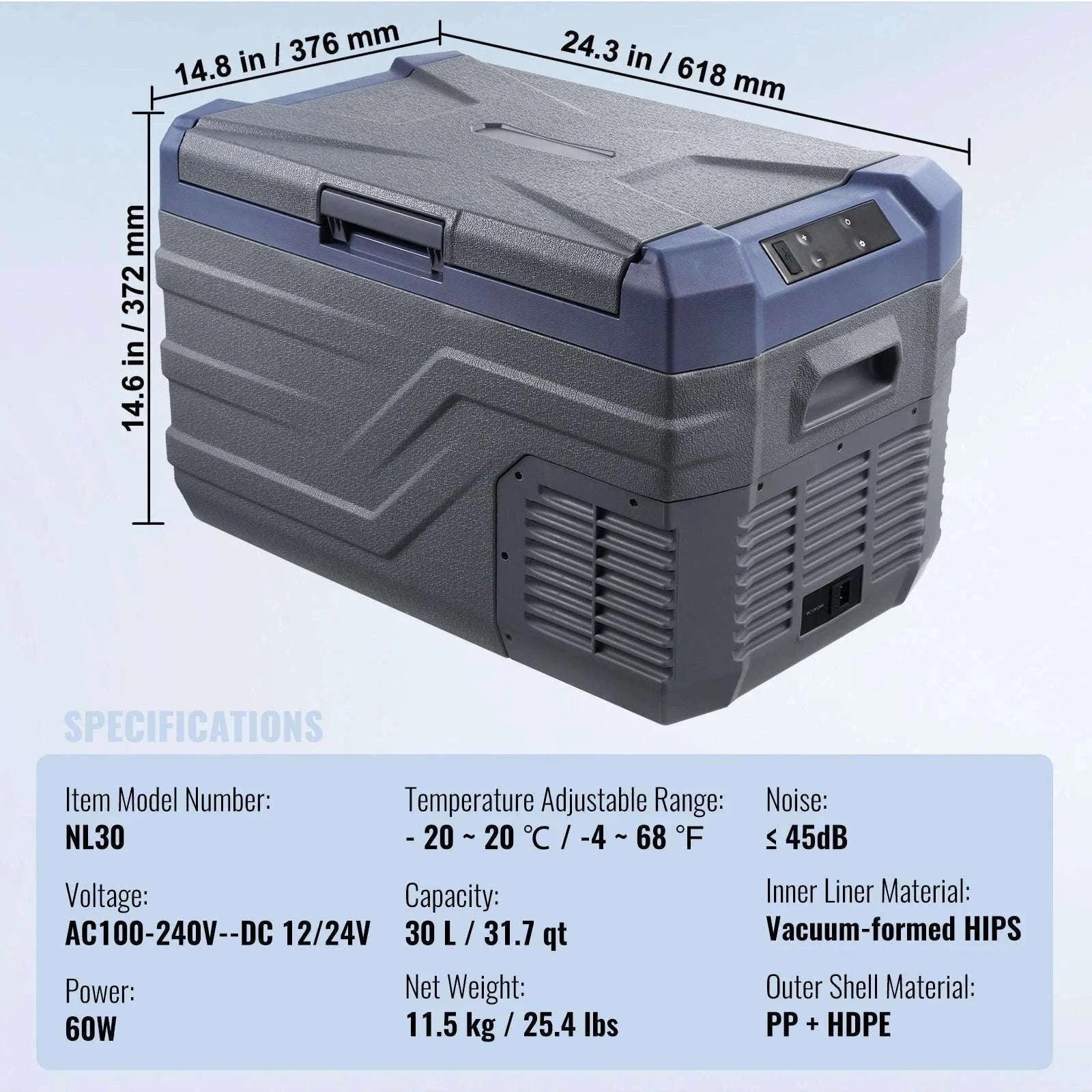 Portable Car Refrigerator 12L with Bluetooth Control-NLS45 DZDT / Germany