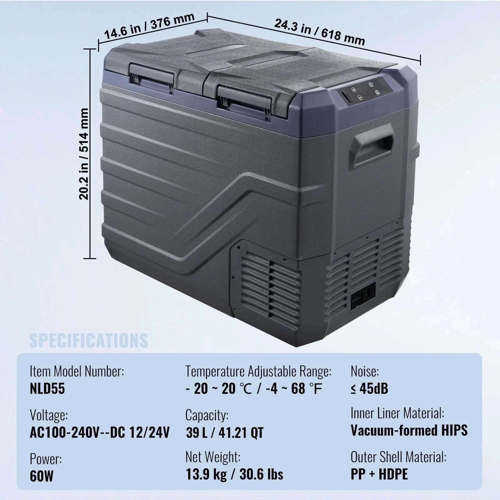 Portable Car Refrigerator 12L with Bluetooth Control-NLS45 DZDT / Germany